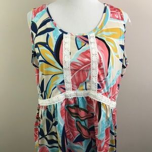 NEW NY Collection Sleeveless Floral Top 1X